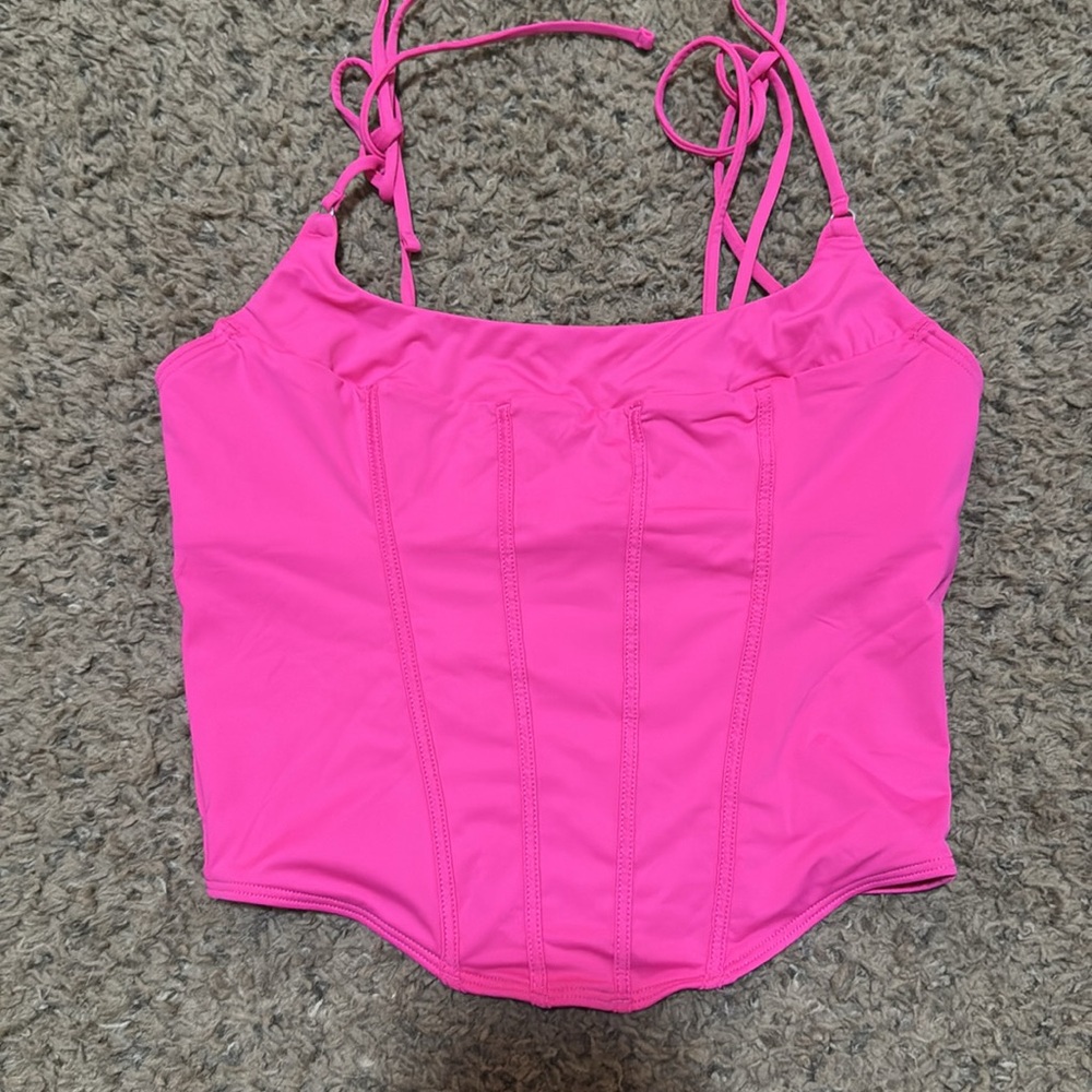 Gilly Hicks Pink Bustier Tank Top with Tie Front